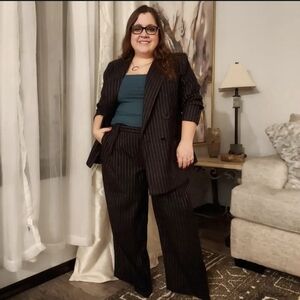 Eloquii Pinstripe Wide Leg Trousers 14 14P